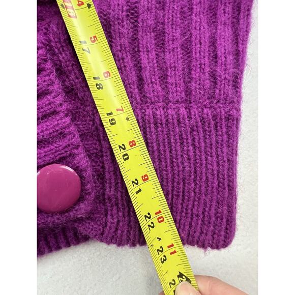 Vintage IB Diffusion Sweater Womens S Purple Wool Mohair Cardigan Shawl 4 button - Picture 8 of 8